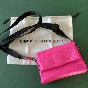 AIMEE KESTENBERG HOT PINK LEATHER BROADWAY MINI CROSSBODY BAG